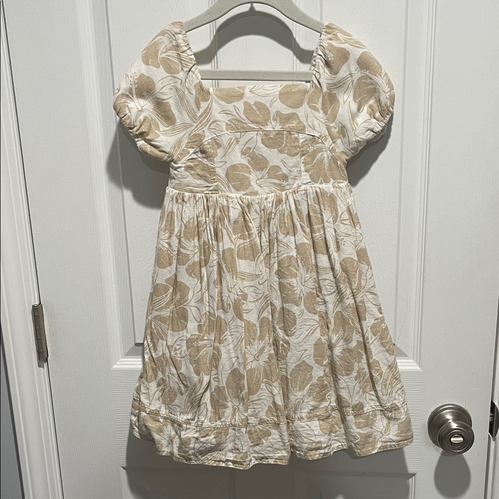 Tommy Bahama Cream and Tan Floral Kids Dress